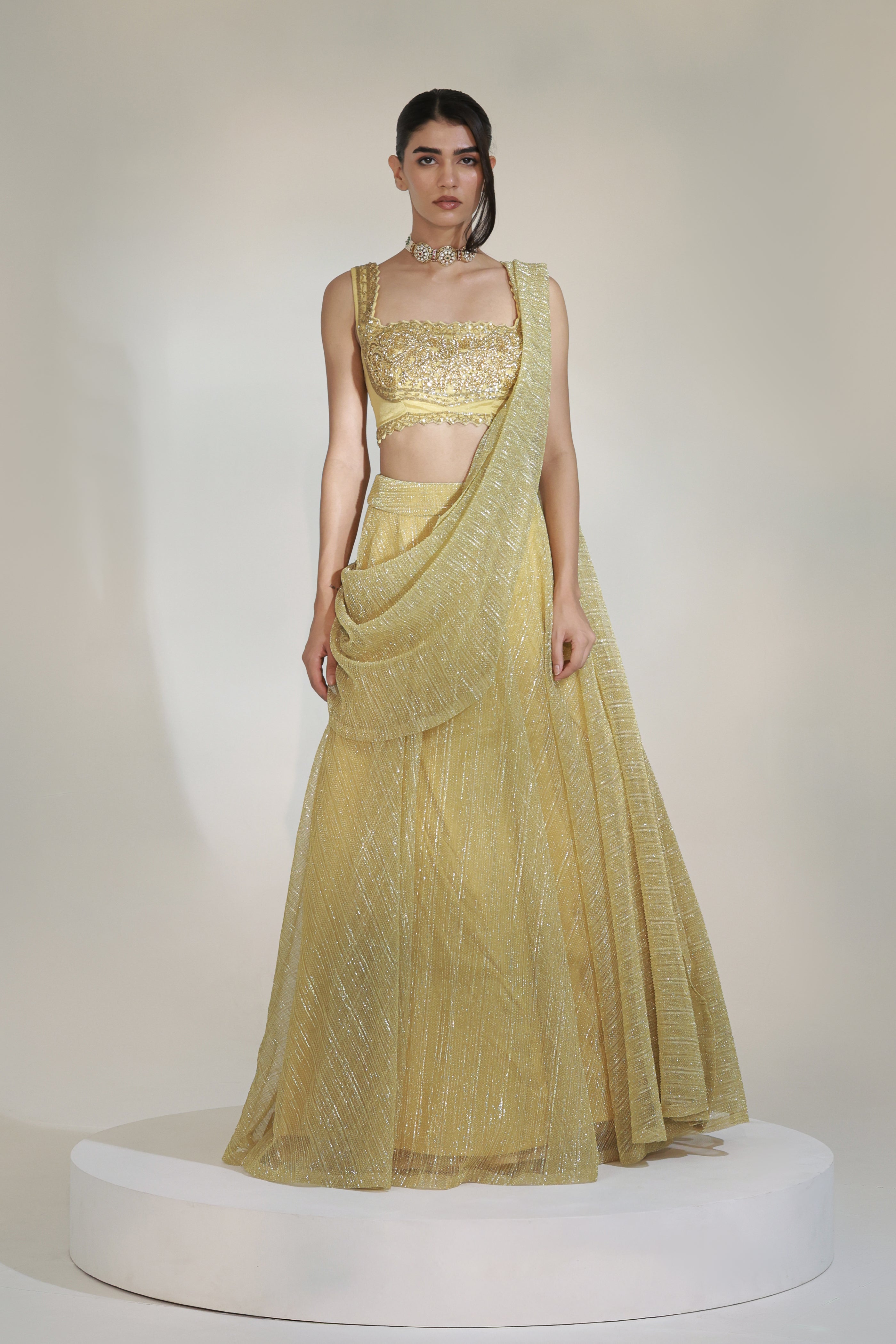 NOORISH DRAPE LEHENGA SET